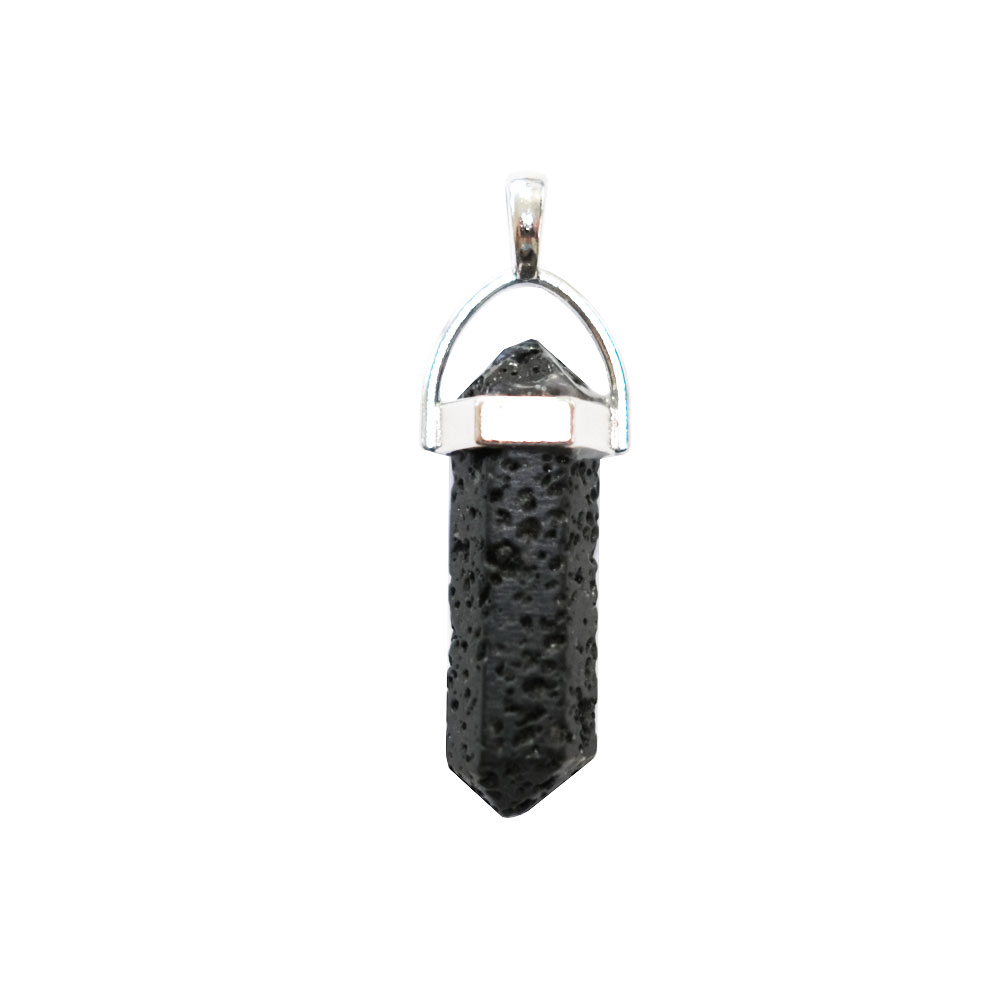 Pendentif Pierre de Lave Pointe – Pierre Volcanique de Joie & Vitalité Lithothérapie