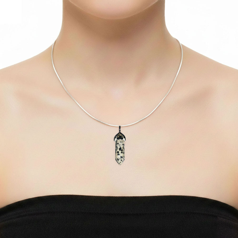 Pendentif Jaspe Dalmatien Pointe – Pierre de Joie & Endurance Lithothérapie