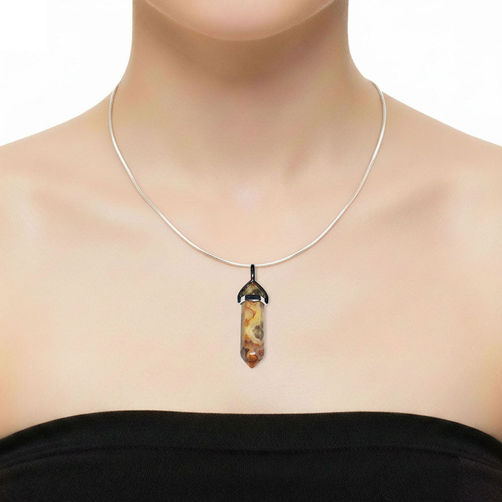 Pendentif Agate Crazy Lace Pointe – Pierre Mexicaine de Courage & Créativité Lithothérapie