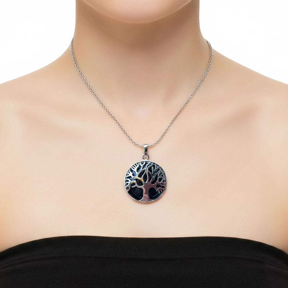 Pendentif Agate Noire Arbre de Vie – Pierre de Force & Équilibre Lithothérapie