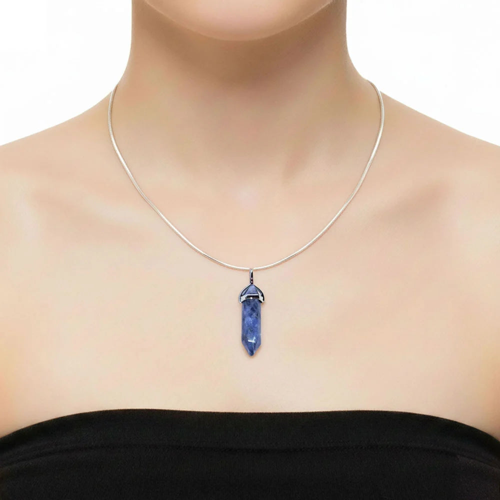 Pendentif Sodalite Pointe – Pierre du Poète & de la Clairvoyance Lithothérapie