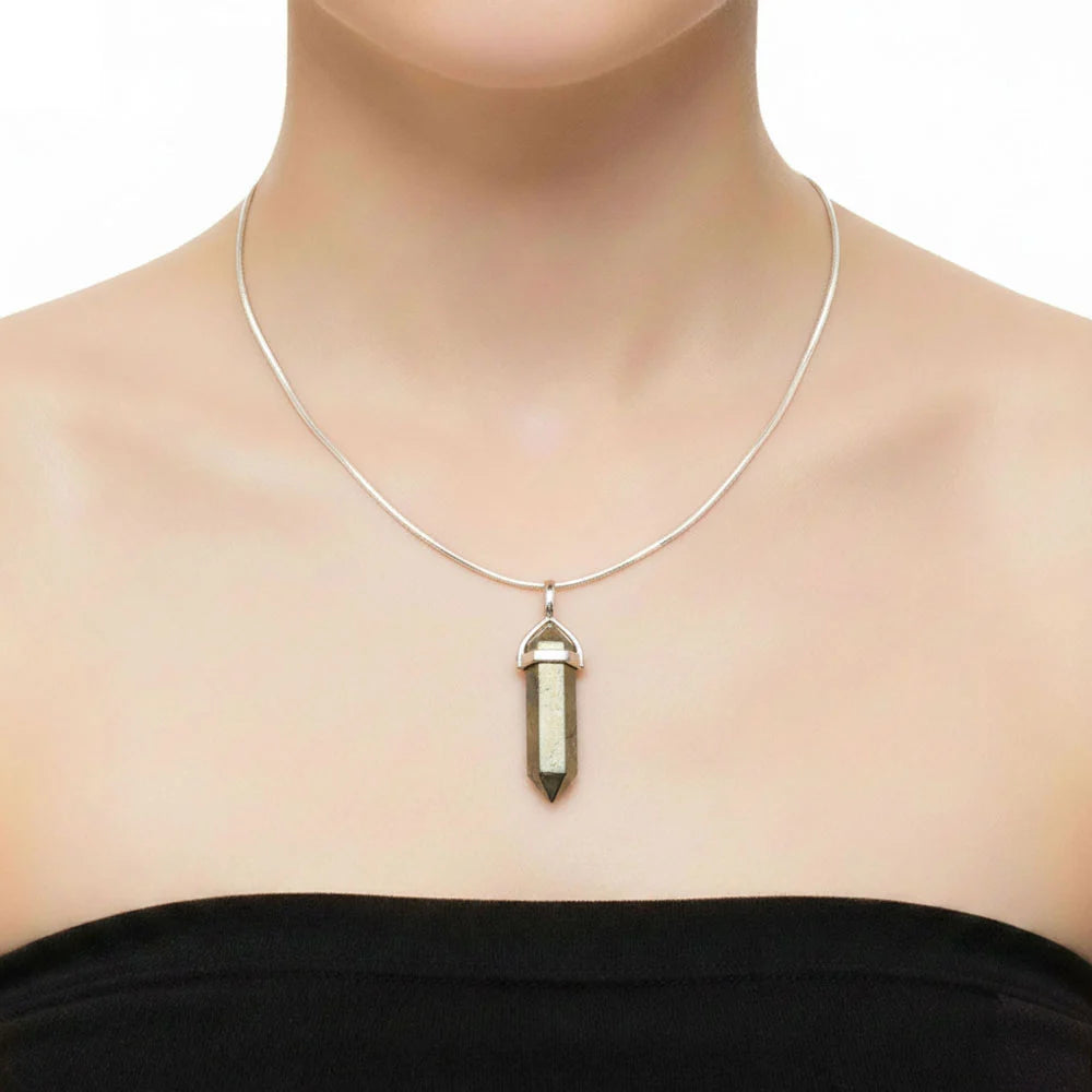 Pendentif Pyrite Pointe – Pierre Ancestrale de Productivité & Vitalité Lithothérapie