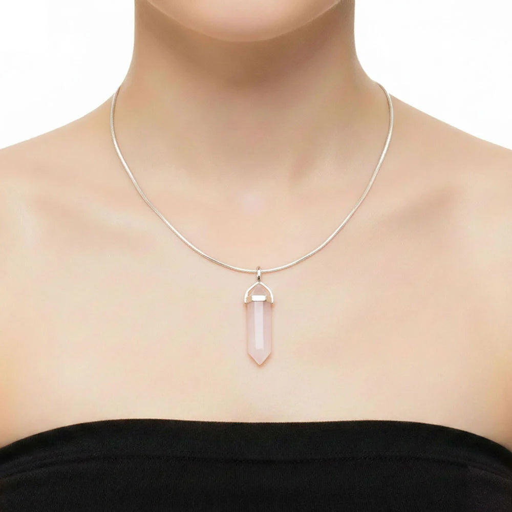 Pendentif Quartz Rose Pointe – Pierre de l'Amour & du Pardon Lithothérapie