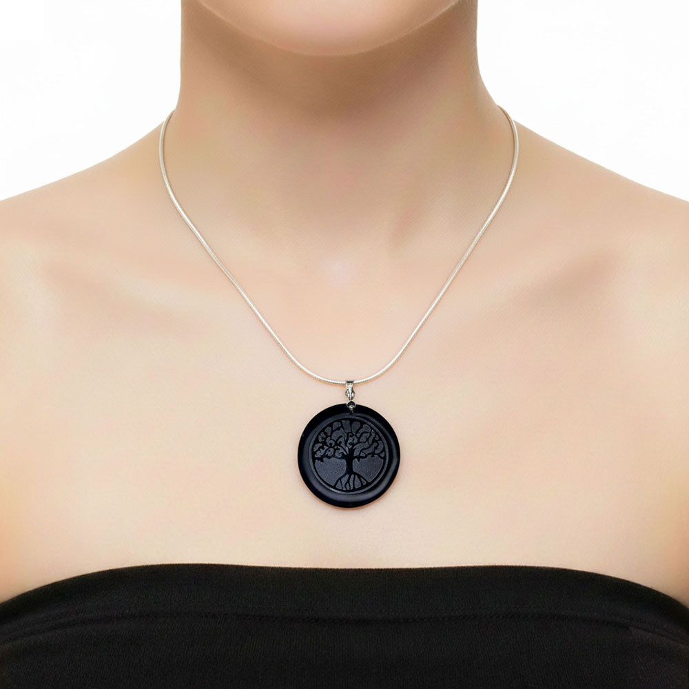 Pendentif Obsidienne Noire Arbre de Vie - Rond | Paix & Protection