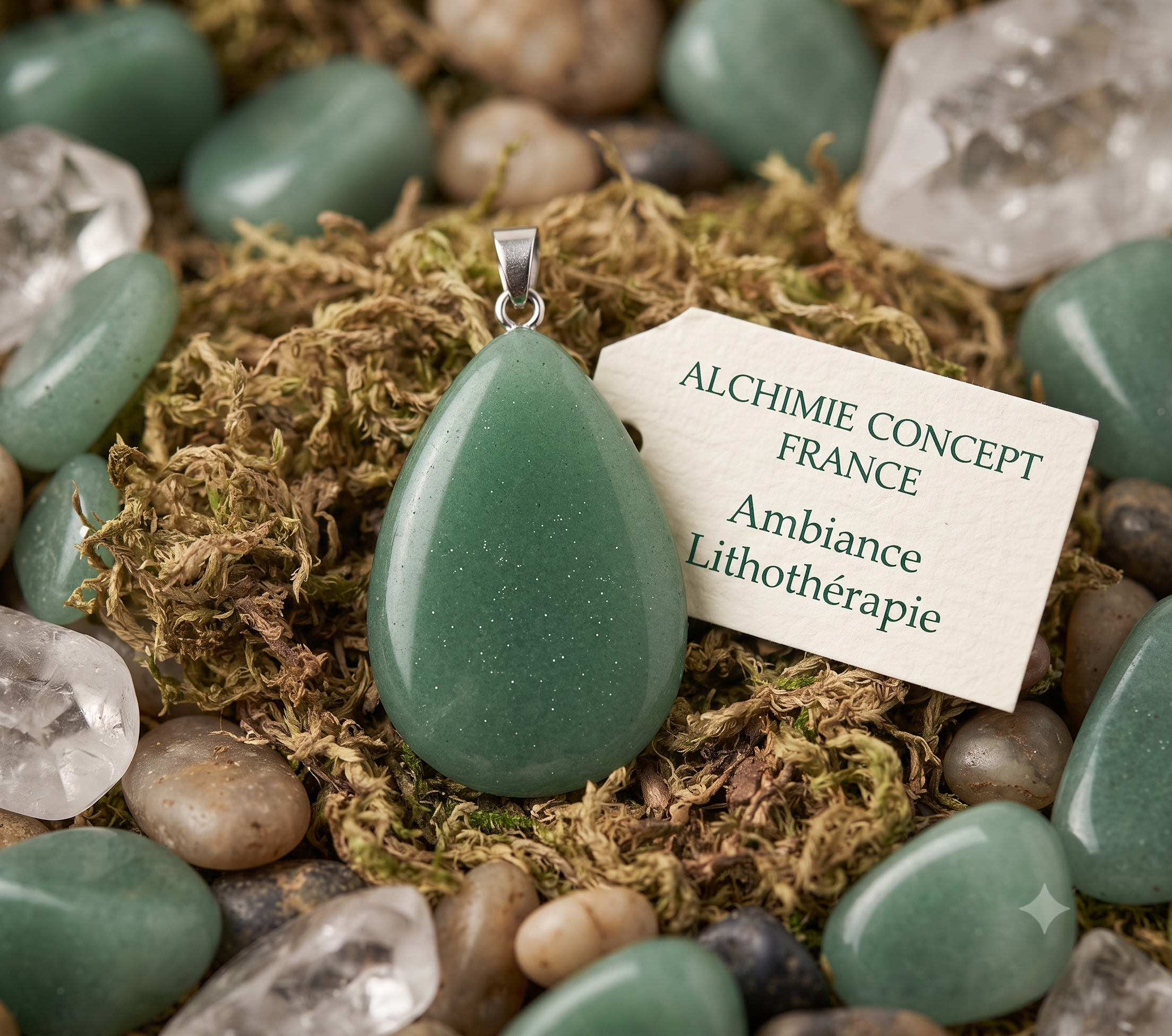 ✨ Pendentif Larme Aventurine Verte 3cm – Pierre Naturelle Chance & Prospérité