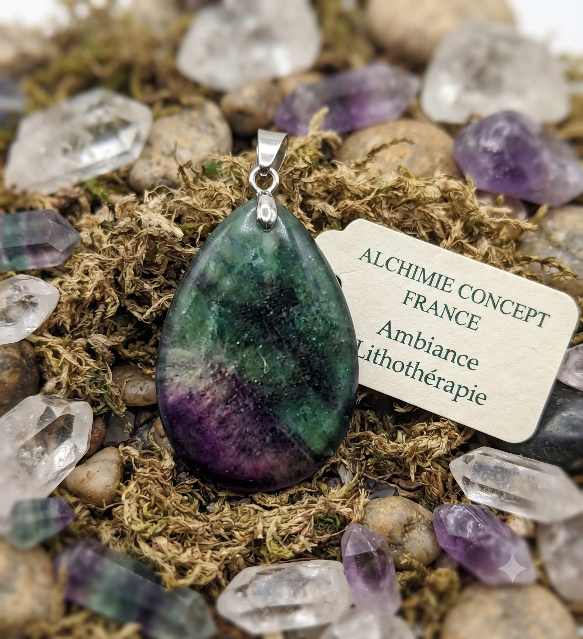 ✨ Pendentif Larme Fluorite 3cm – Pierre Naturelle Clarté Mentale & Équilibre