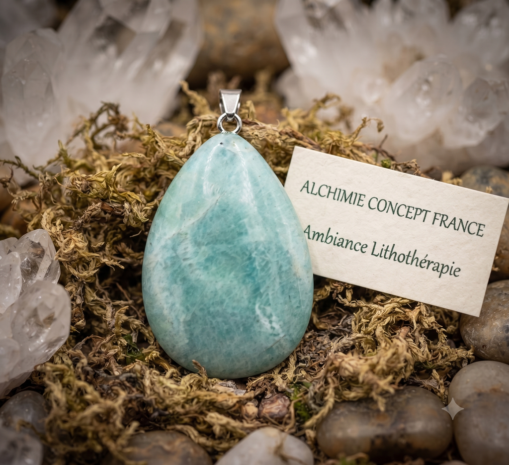 ✨ Pendentif Larme Amazonite 3cm – Pierre Naturelle Apaisement & Communication