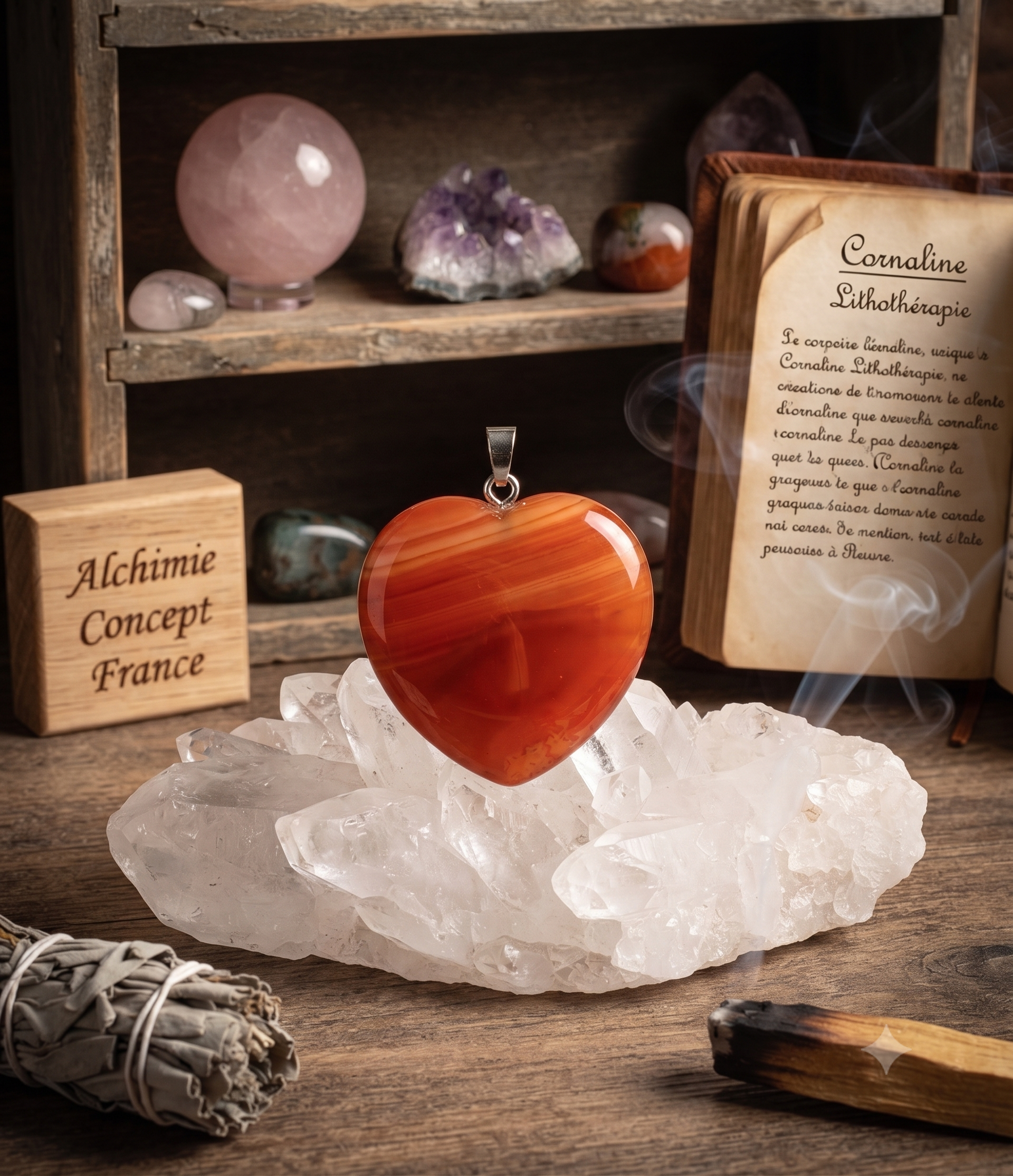 ✨ Pendentif Cœur Cornaline 2,5 cm – Pierre Naturelle Énergie & Vitalité
