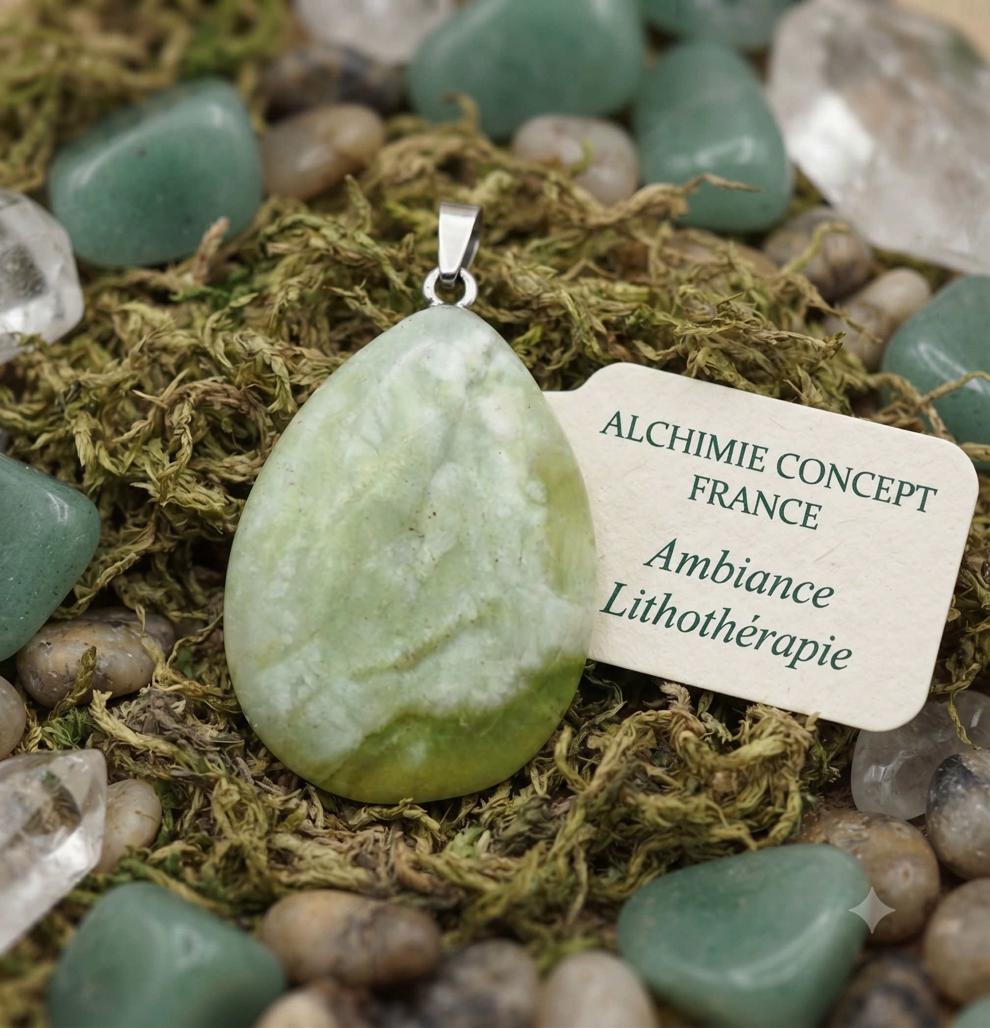 ✨ Pendentif Larme Jade Verte 3cm – Pierre Naturelle Sagesse & Prospérité