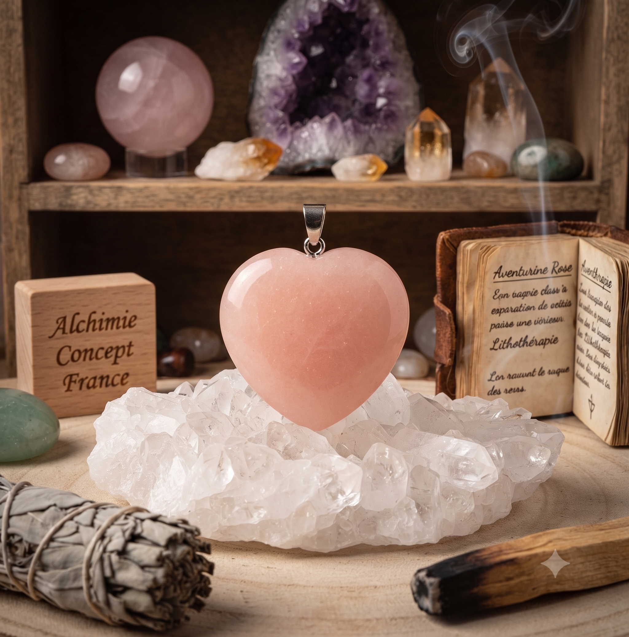 ✨ Pendentif Cœur Aventurine Rose 2.5cm – Pierre Naturelle | Amour, Douceur & Féminité