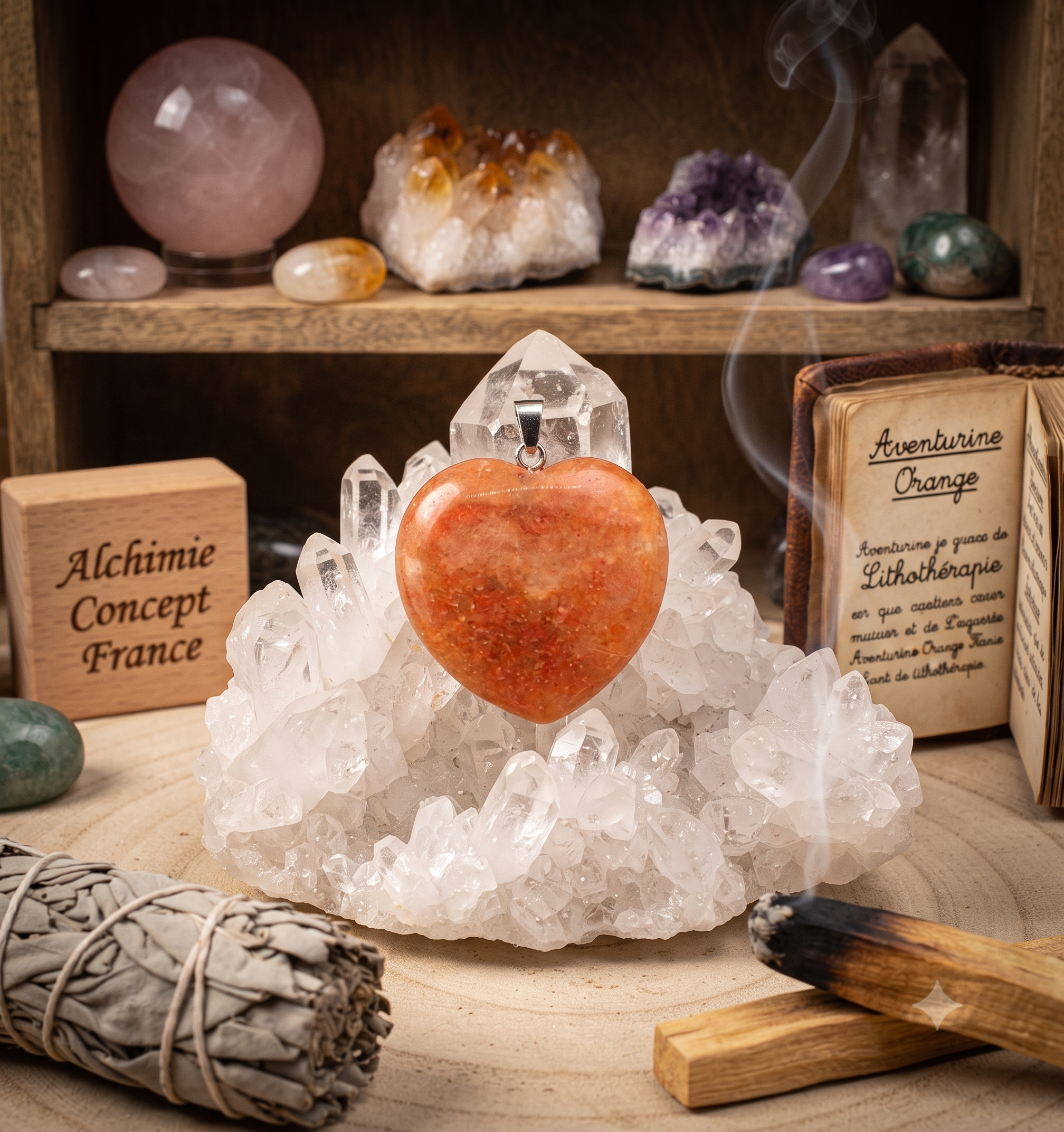 ✨ Pendentif Cœur Aventurine Orange 2.5cm – Pierre Naturelle | Vitalité, Joie & Amour