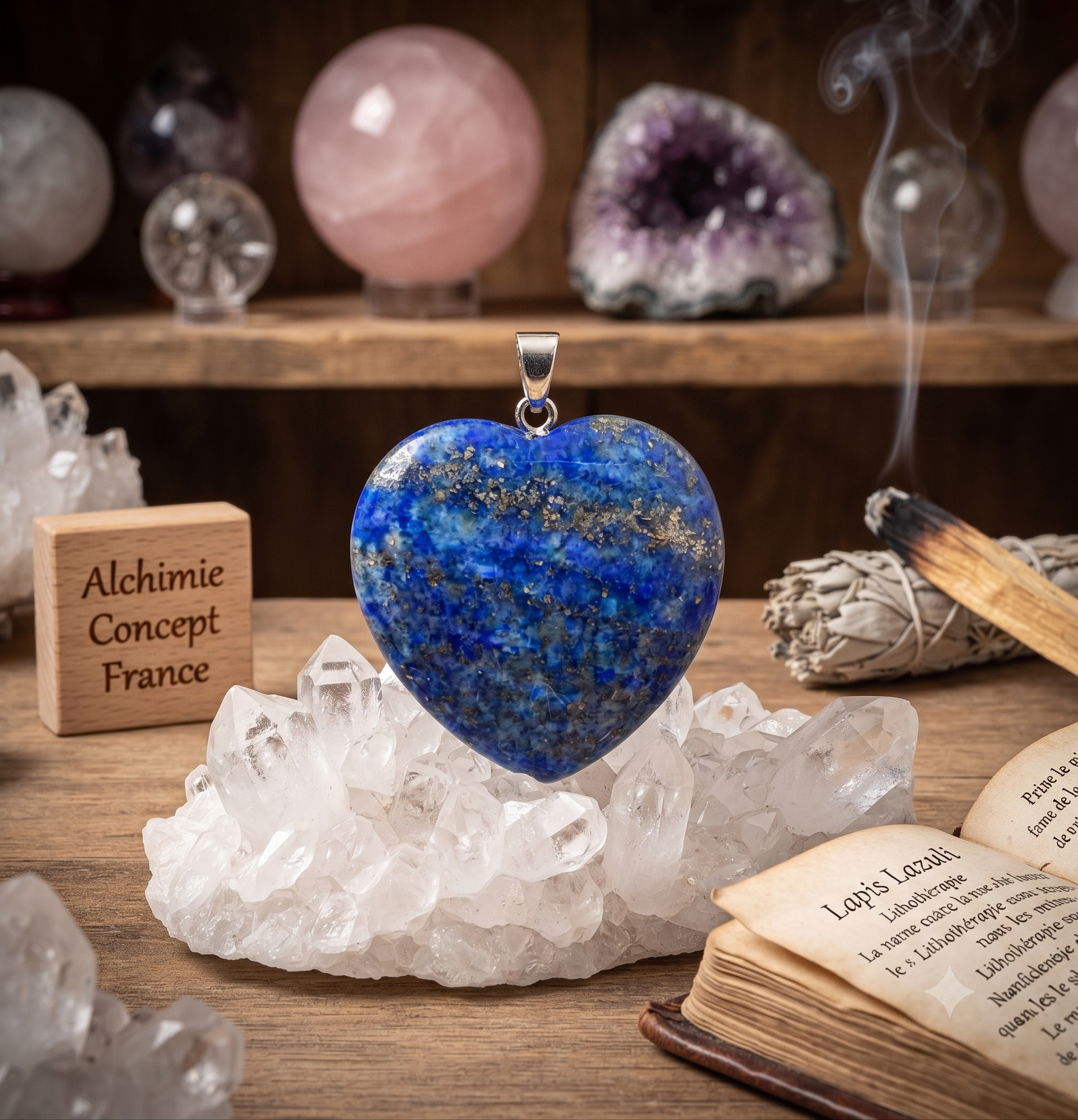 ✨ Pendentif Coeur Lapis Lazuli 2.5cm – Pierre Naturelle Sagesse & Intuition