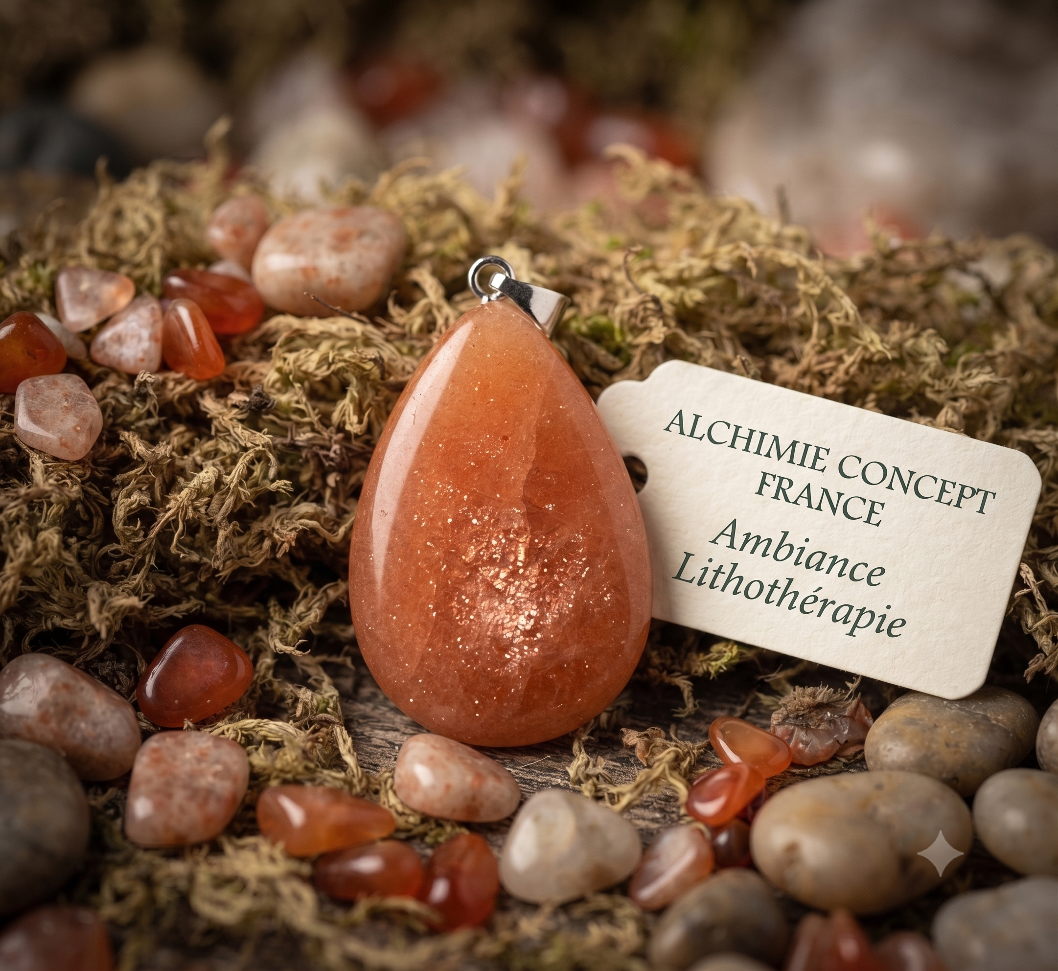 ✨ Pendentif Larme Aventurine Orange 3cm – Pierre Naturelle Vitalité & Créativité