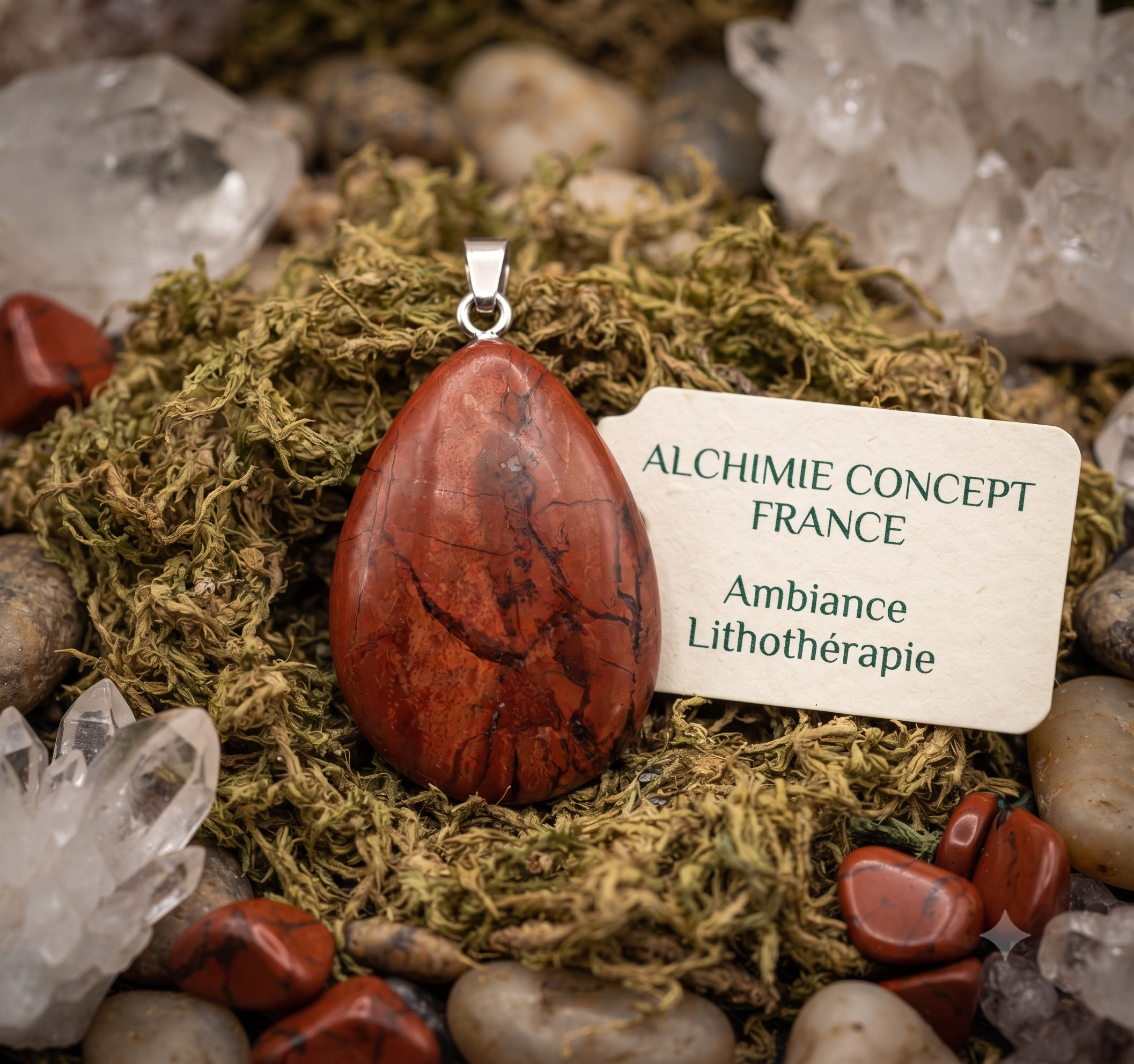 ✨ Pendentif Larme Jaspe Rouge 3cm – Pierre Naturelle Force & Ancrage Vital