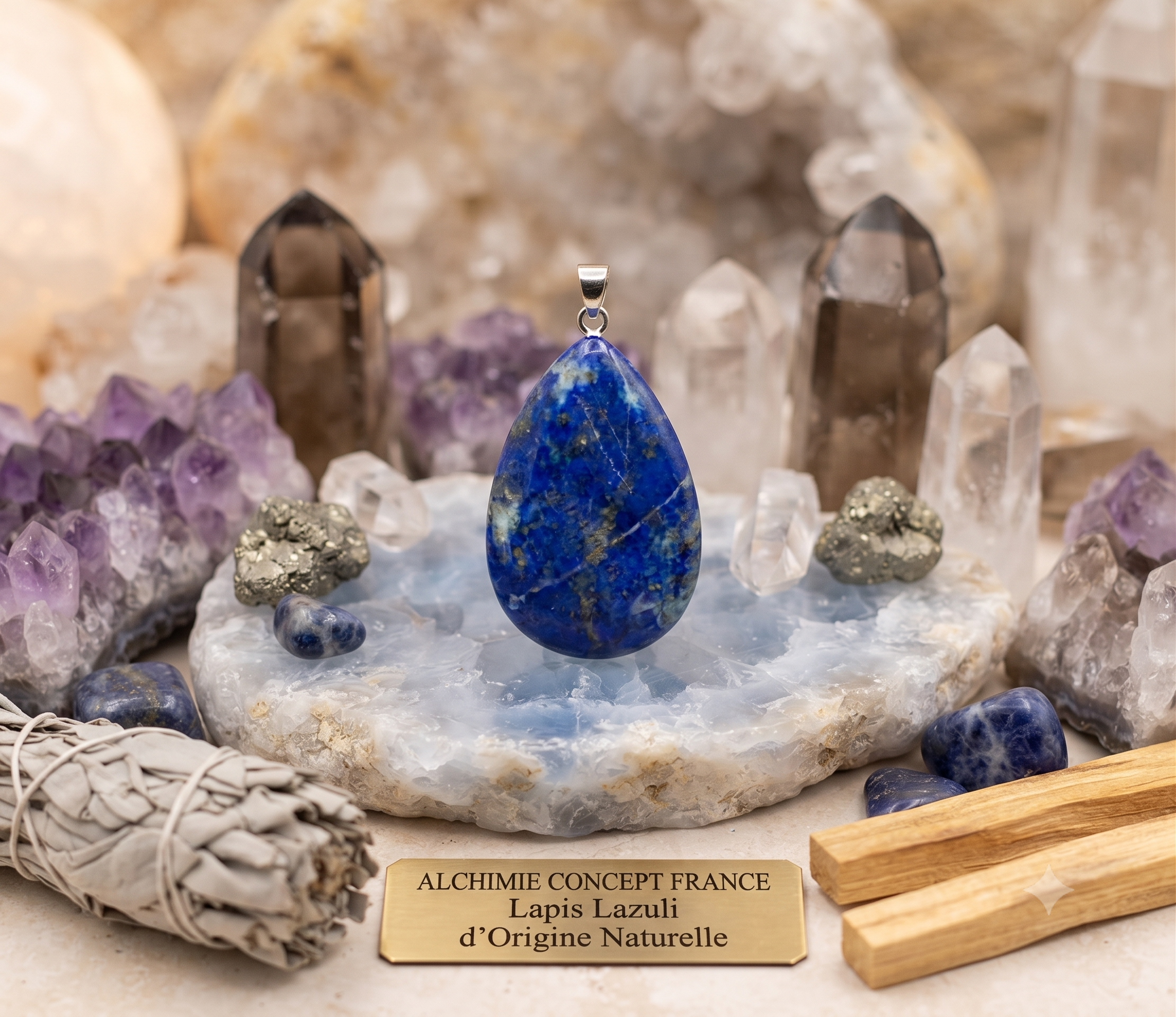 Pendentif Larme Lapis Lazuli — 3 cm | Pierre Naturelle, Sagesse & Protection