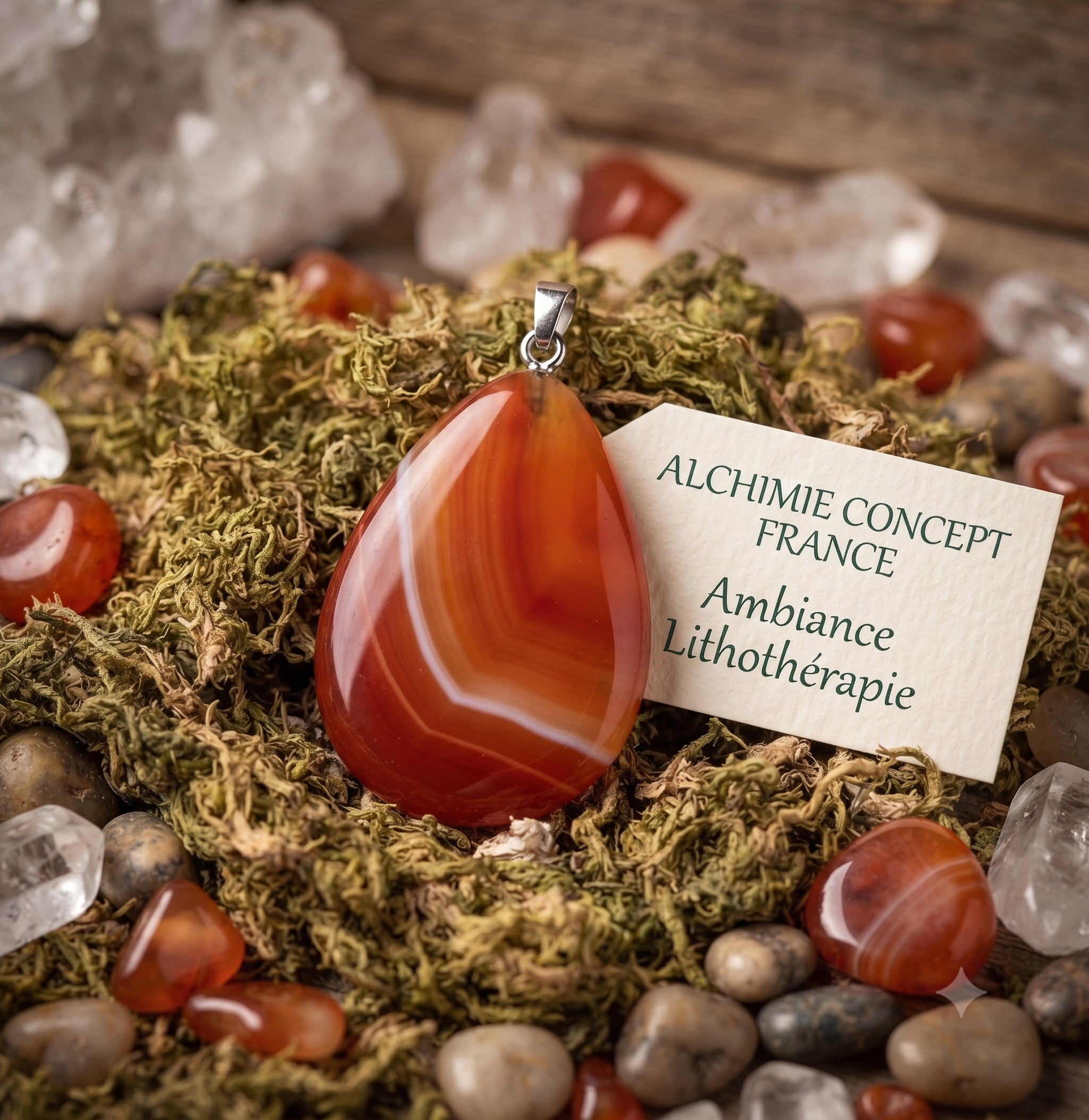 ✨ Pendentif Larme Cornaline 3cm – Pierre Naturelle Vitalité & Courage