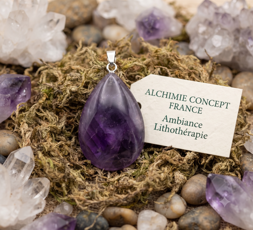 ✨ Pendentif Larme Améthyste 3cm – Pierre Naturelle Spiritualité & Apaisement