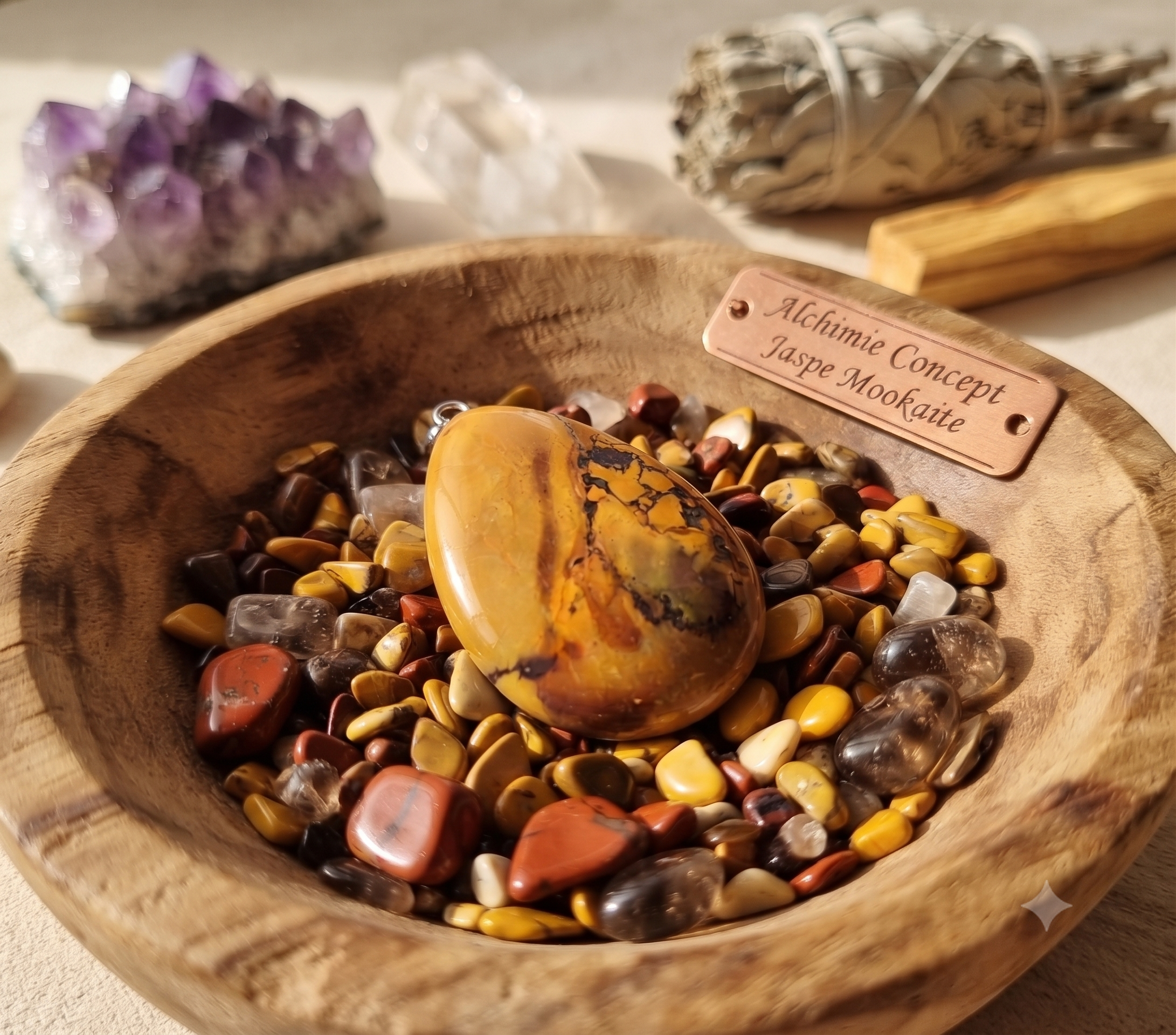 Pendentif Larme Jaspe Mokaïte — 3 cm | Pierre Australienne, Vitalité & Ancrage