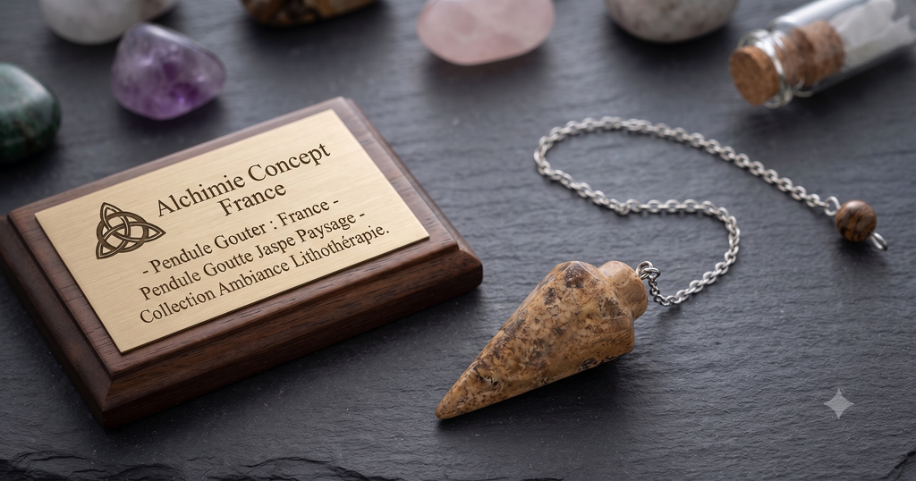 ✨ Pendule Goutte Jaspe Paysage 3cm – Pierre Naturelle Radiesthésie & Lithothérapie