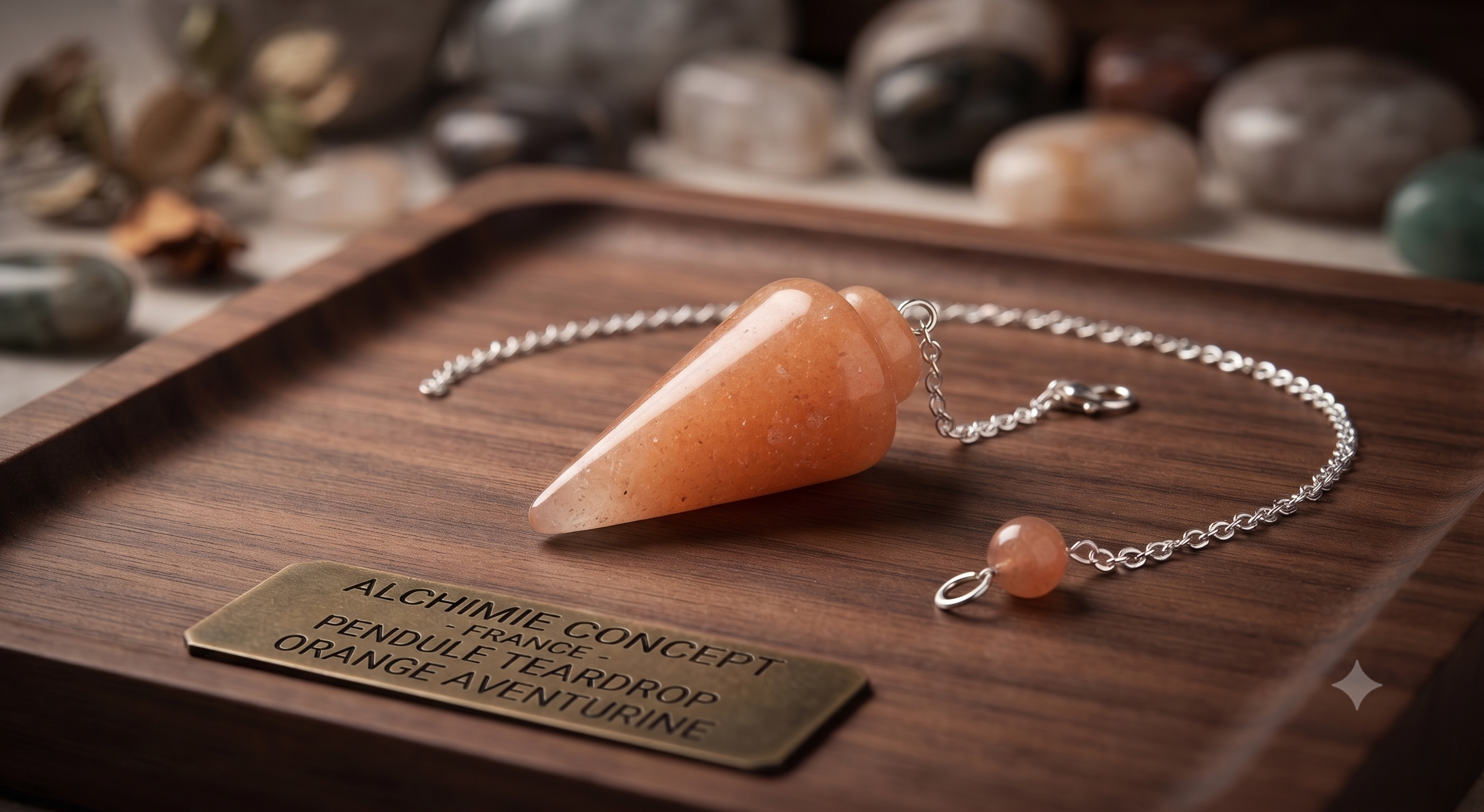 ✨ Pendule Goutte Aventurine Orange 3cm – Pierre Naturelle Radiesthésie & Lithothérapie