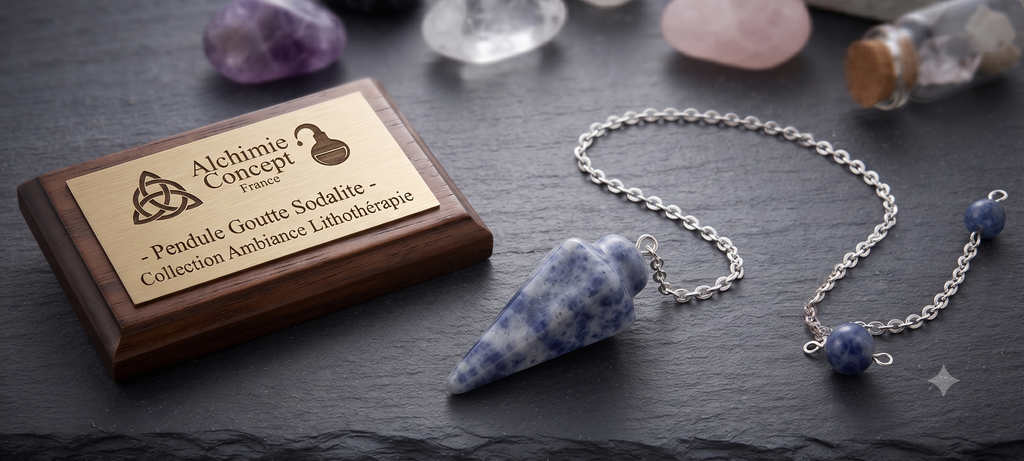 ✨ Pendule Goutte Sodalite 3cm – Pierre Naturelle Radiesthésie & Lithothérapie