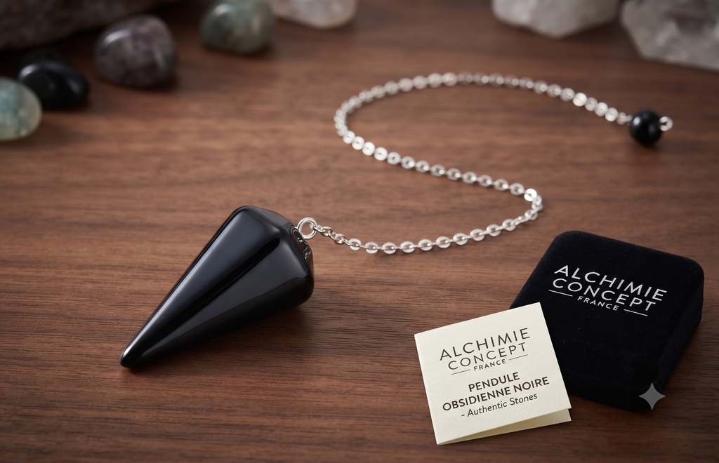 ✨ Pendule Divinatoire Conique Obsidienne Noire 3,5 cm – Radiesthésie & Protection Absolue