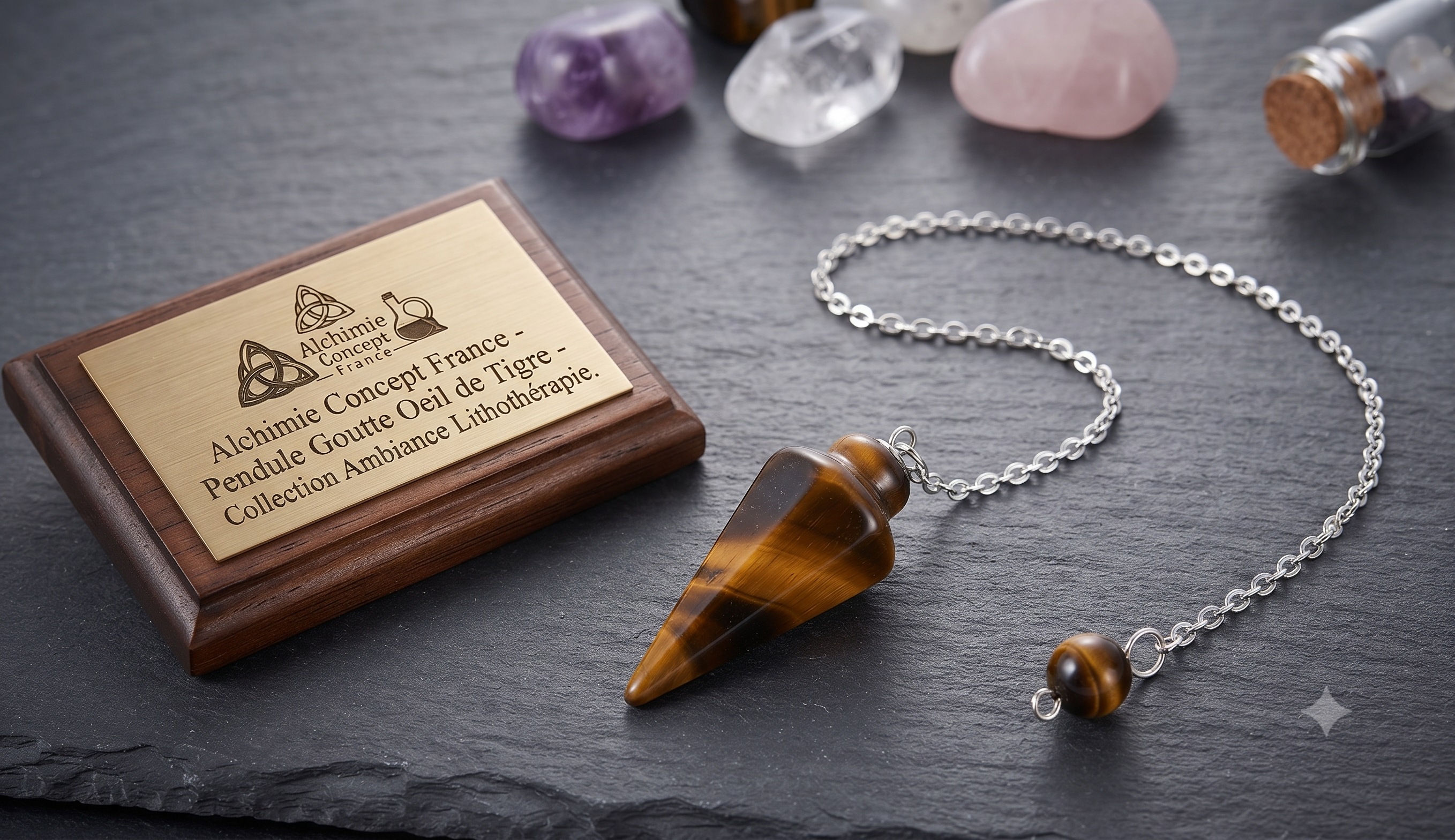 ✨ Pendule Goutte Œil de Tigre 3cm – Pierre Naturelle Radiesthésie & Lithothérapie