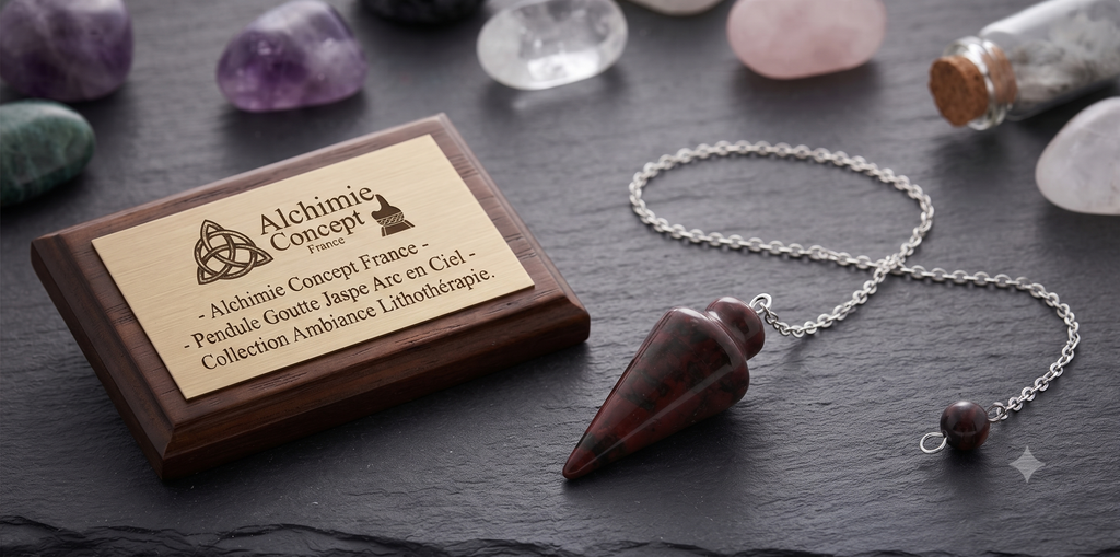 ✨ Pendule Goutte Jaspe Arc en Ciel 3cm – Pierre Naturelle Radiesthésie & Lithothérapie