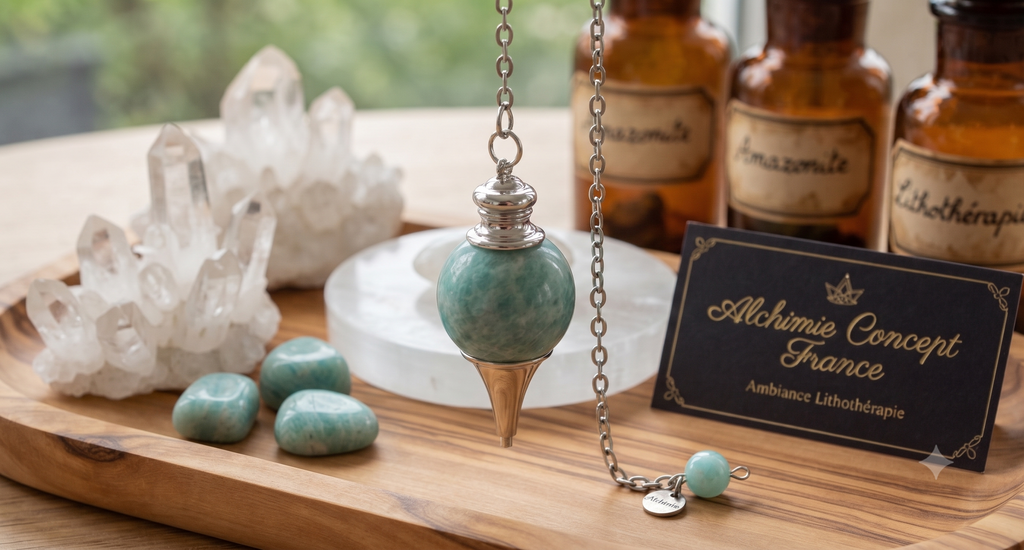 ✨ Pendule Sphère Amazonite Extra 4cm – Pierre Naturelle Certifiée | Radiesthésie & Lithothérapie