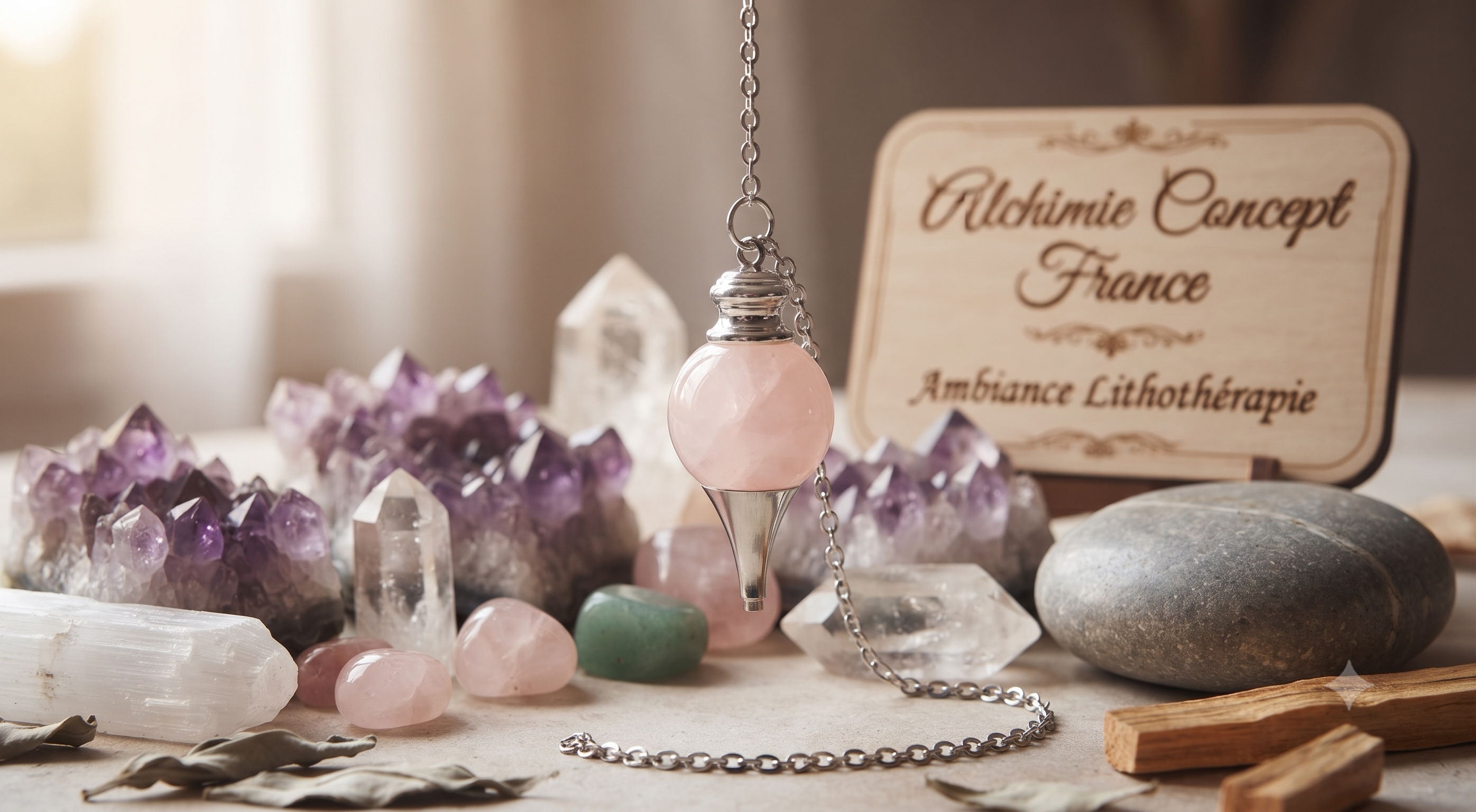 ✨ Pendule Sphère Quartz Rose 4cm – Pierre Naturelle Certifiée | Radiesthésie & Lithothérapie