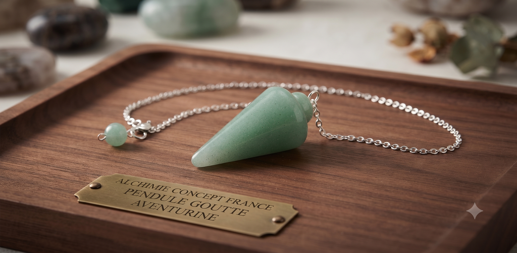 ✨ Pendule Goutte Aventurine Verte 3cm – Pierre Naturelle Radiesthésie & Lithothérapie