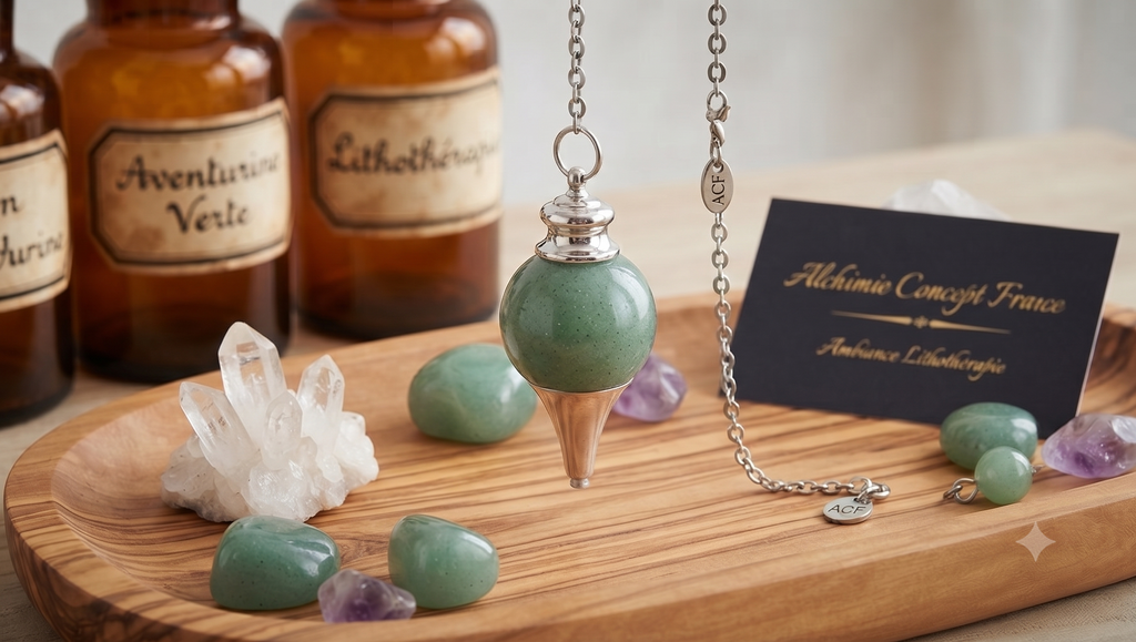 ✨ Pendule Sphère Aventurine Verte 4cm – Pierre Naturelle Certifiée | Radiesthésie & Lithothérapie