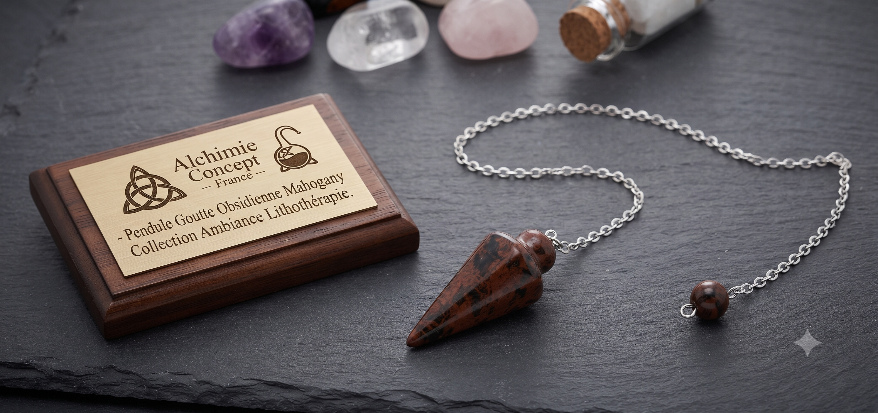 ✨ Pendule Goutte Obsidienne Mahogany 3cm – Pierre Naturelle Radiesthésie & Lithothérapie