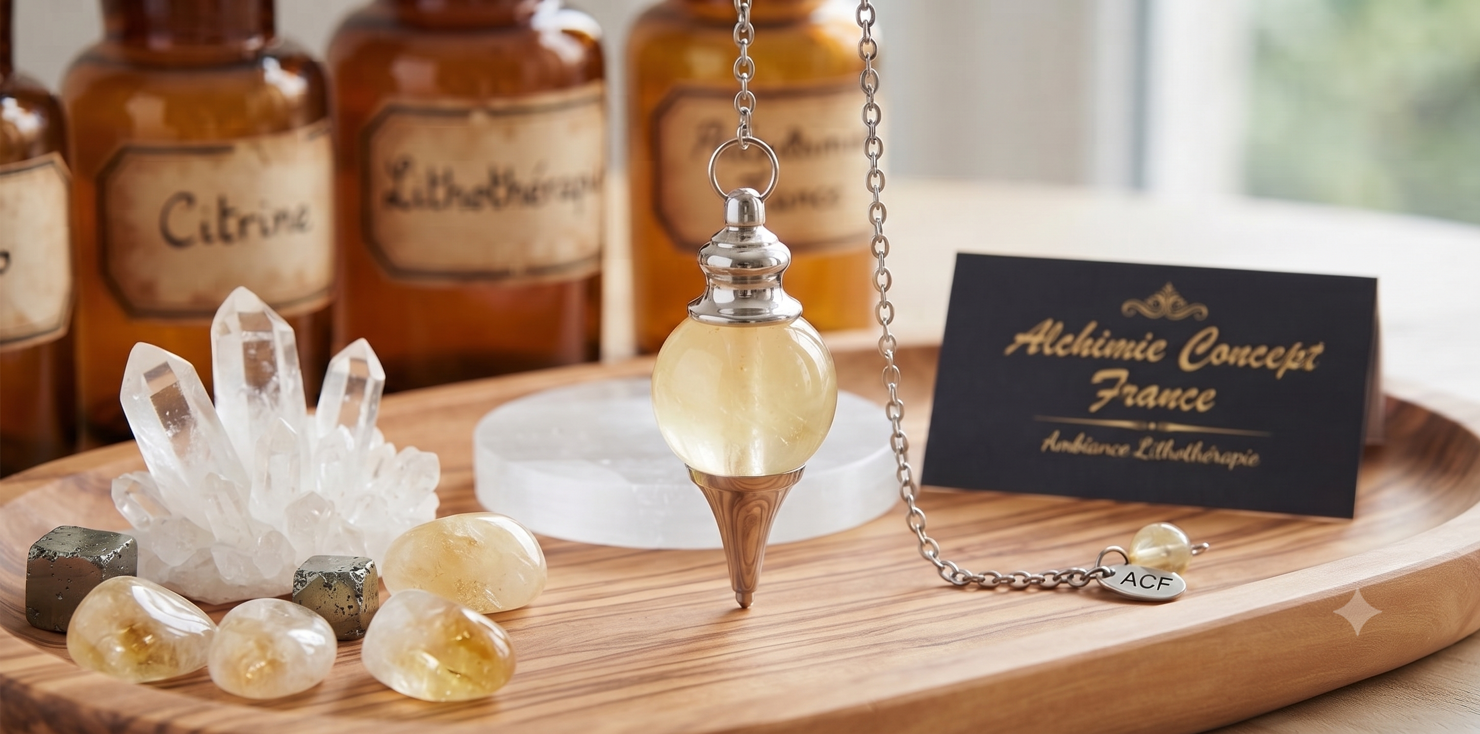 ✨ Pendule Sphère Citrine Naturelle 4cm – Pierre Certifiée | Radiesthésie & Lithothérapie