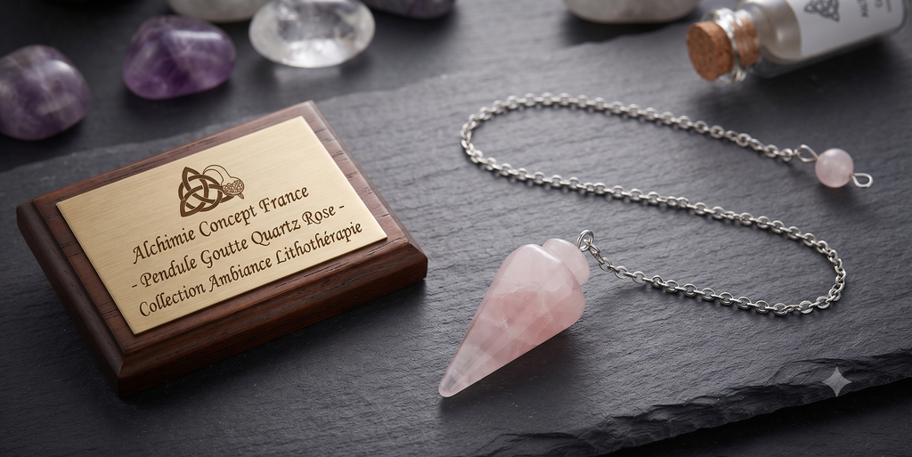 ✨ Pendule Goutte Quartz Rose 3cm – Pierre Naturelle Radiesthésie & Lithothérapie