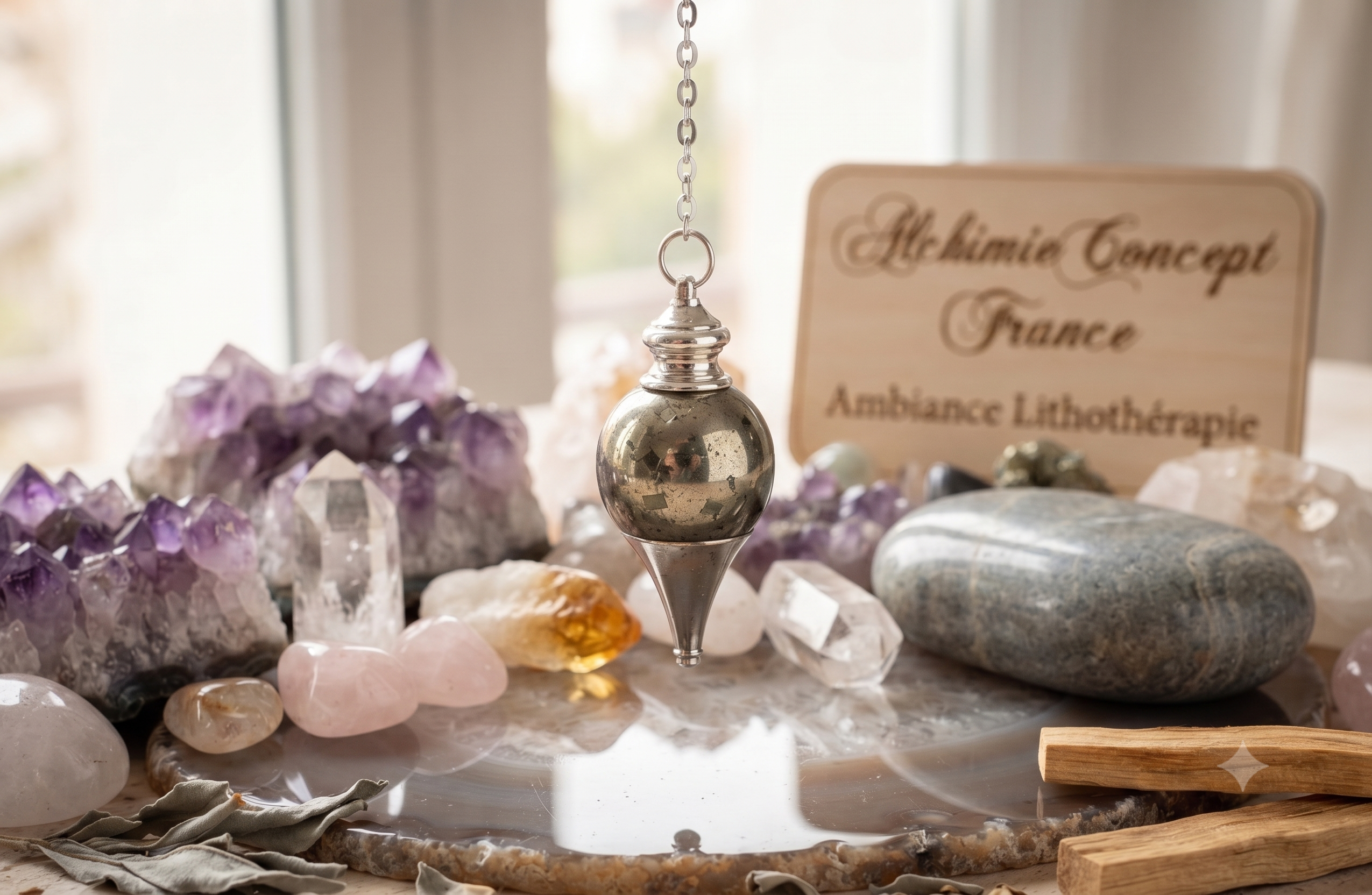 ✨ Pendule Sphère Pyrite 4cm – Pierre Naturelle Certifiée | Radiesthésie & Lithothérapie