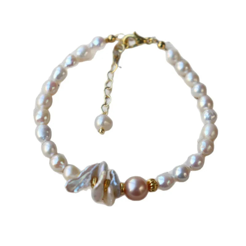 * Bracelet en Véritable Perles d'Eau Douce Baroque Vintage