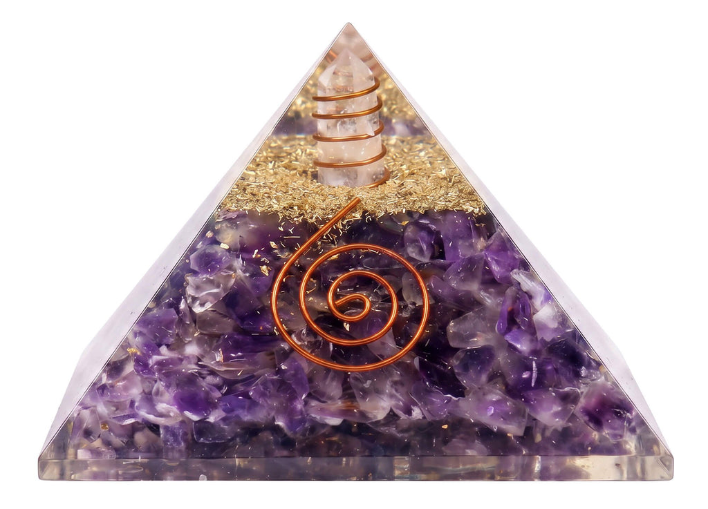 Pyramide Orgonite ‘Anti-Stress & Lâcher-Prise’ 6cm – Améthyste