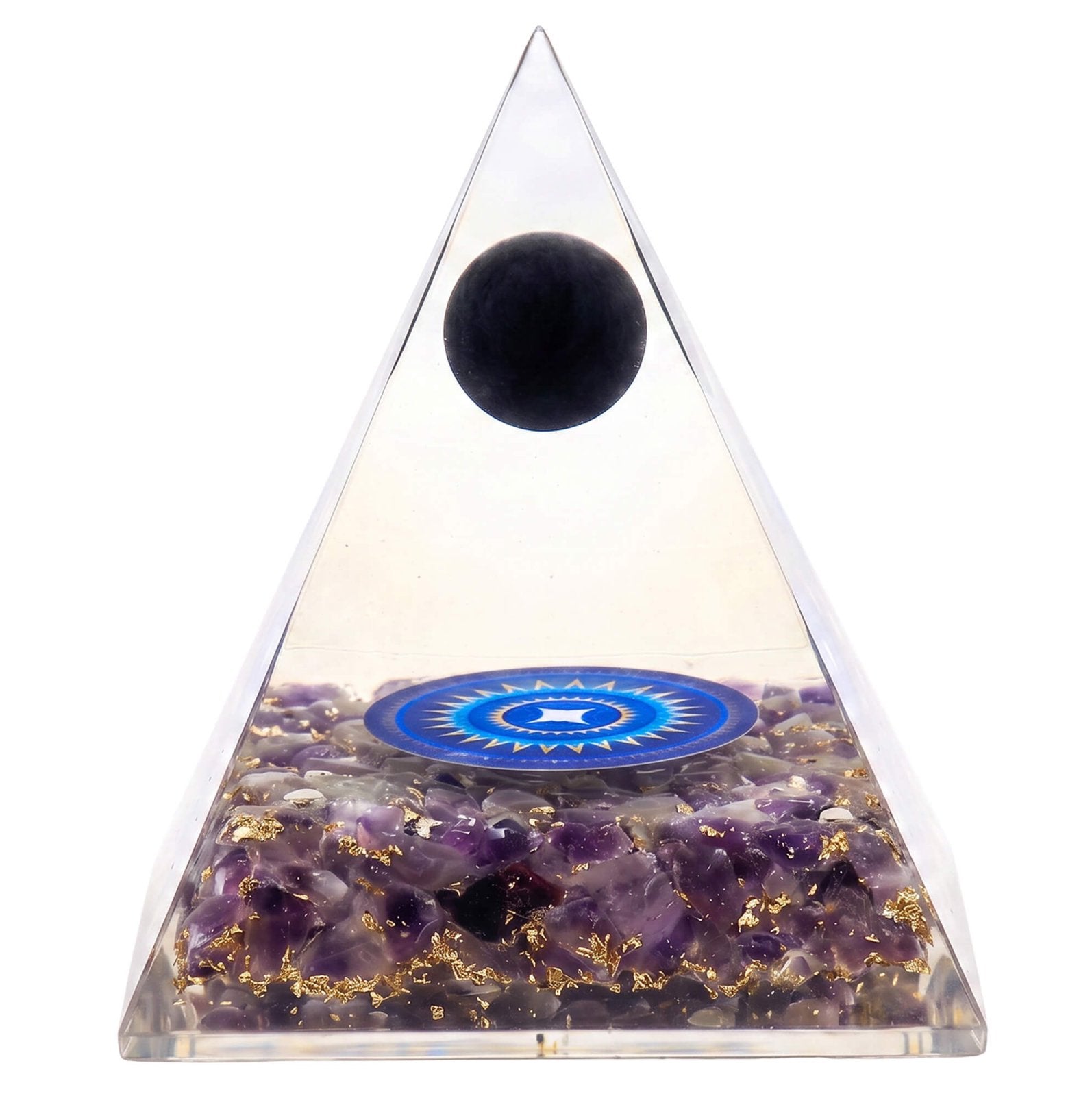 Pyramide Orgonite ‘Sagesse & Méditation’ 8cm – Améthyste