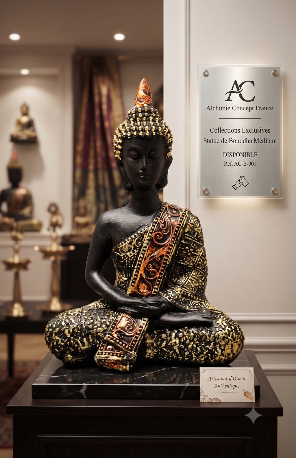 ✨ Statue Bouddha Thaï Résine 13 cm – Sérénité, Méditation & Sagesse Bouddhiste