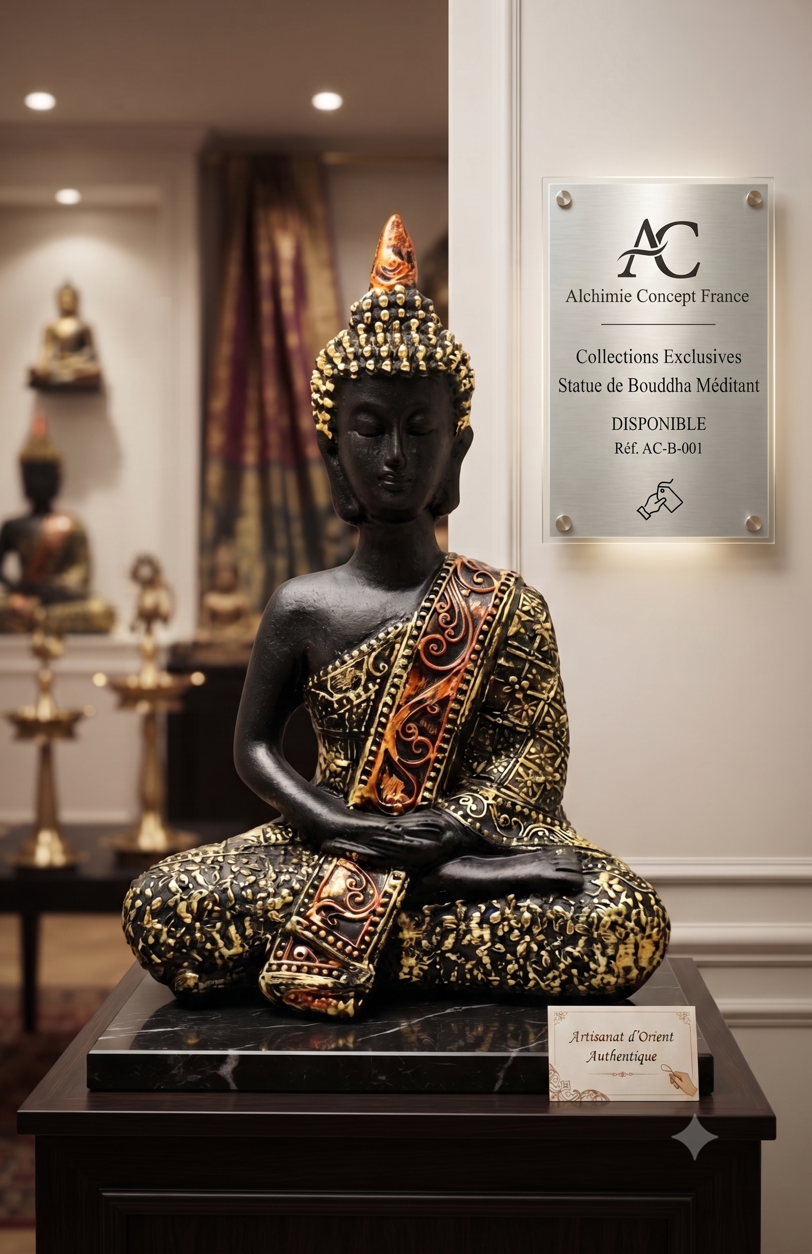 ✨ Statue Bouddha Thaï Résine 13 cm – Sérénité, Méditation & Sagesse Bouddhiste