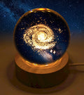 Veilleuse USB Verre Galaxie – Gravure Intérieure Lumière Jaune 9cm | Décoration Cosmos
