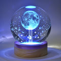 Veilleuse USB Verre Gravé Escapade Lunaire – Lumière LED Multicolore 9cm | Décoration Lune