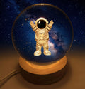 Veilleuse USB Verre Astronaute 9cm – Gravure Intérieure & Lumière Jaune | Déco Espace