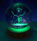 Veilleuse USB Verre Cerf Multicolore – Gravure Intérieure Lumière Changeante 9cm | Décoration Nature