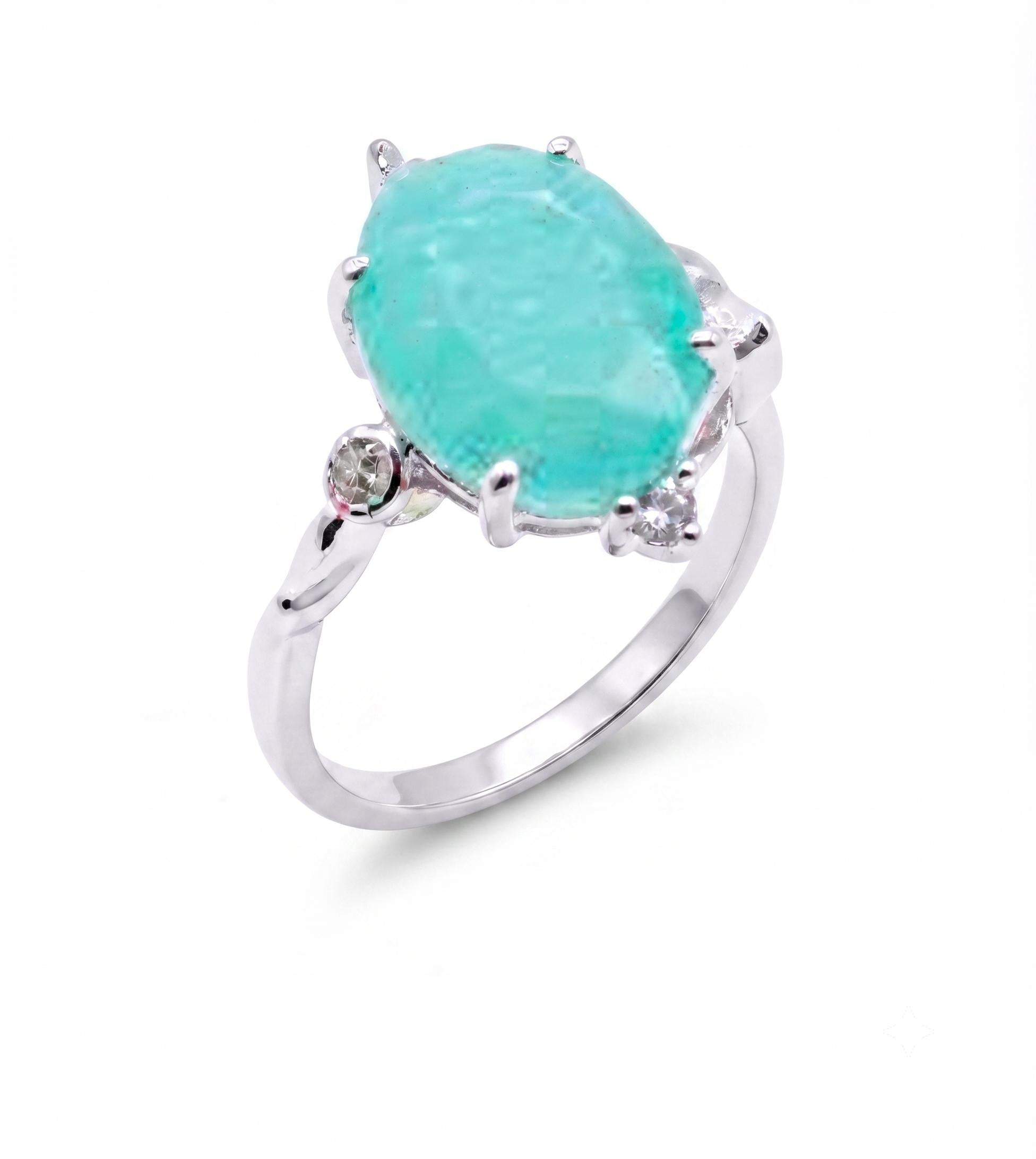 ✨ Bague Argent 925 Certifié Poinçon – Amazonite Ovale Impériale | Taille Réglable