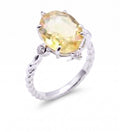 ✨ Bague Argent 925 Certifié Poinçon – Citrine Ovale Impériale | Taille Réglable