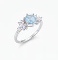 ✨ Bague Argent 925 'Flocon d'Argent' - Aigue Marine - Taille Réglable