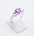 ✨ Bague Argent 925 Poinçon | 'Flocon d'Argent' Améthyste Naturelle | Taille Réglable