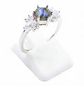 ✨ Bague Argent 925 'Flocon d'Argent' ✦ Labradorite Naturelle Irisée ✦ Taille Réglable – Poinçon 925